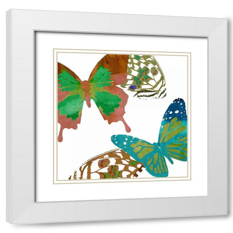 Scattered Butterflies I White Modern Wood Framed Art Print with Double Matting by Jasper, Sisa