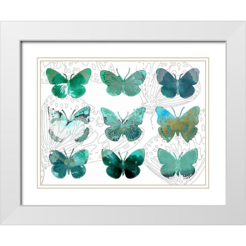 Layered Butterflies I White Modern Wood Framed Art Print with Double Matting by Jasper, Sisa