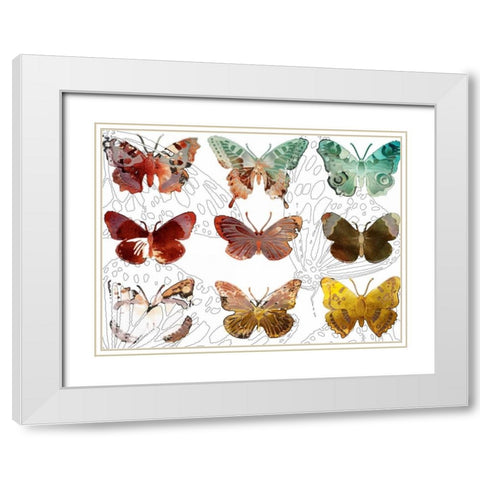 Layered Butterflies II White Modern Wood Framed Art Print with Double Matting by Jasper, Sisa