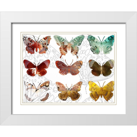 Layered Butterflies II White Modern Wood Framed Art Print with Double Matting by Jasper, Sisa