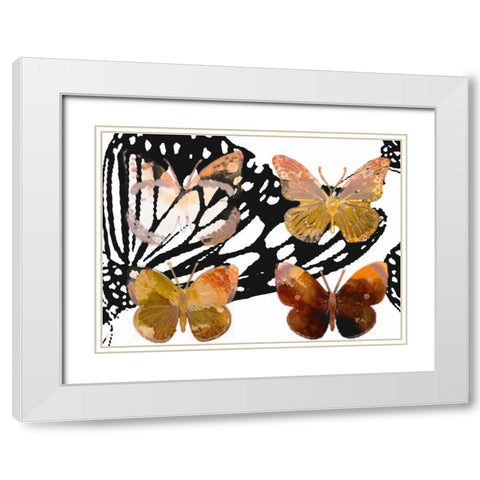 Layered Butterflies III White Modern Wood Framed Art Print with Double Matting by Jasper, Sisa