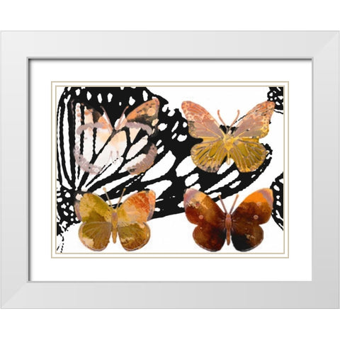 Layered Butterflies III White Modern Wood Framed Art Print with Double Matting by Jasper, Sisa