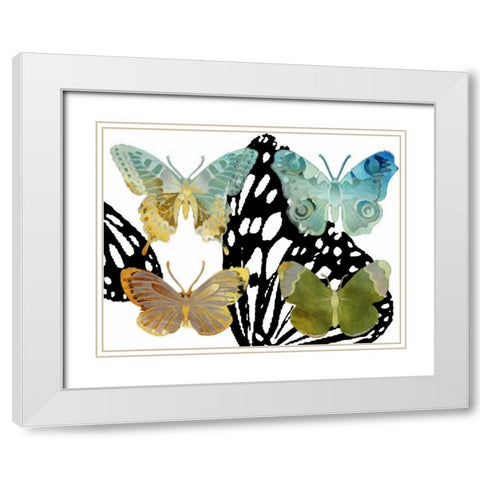 Layered Butterflies IV White Modern Wood Framed Art Print with Double Matting by Jasper, Sisa