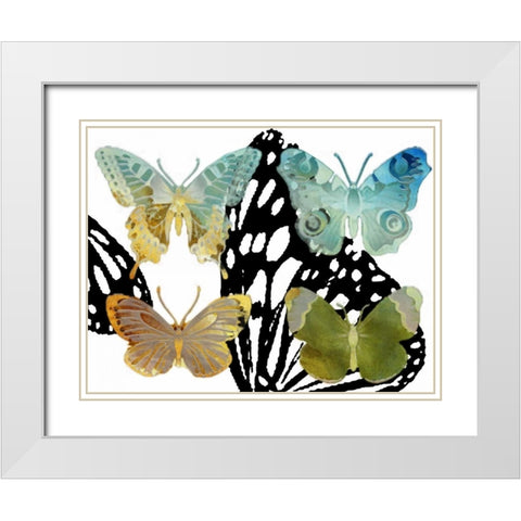 Layered Butterflies IV White Modern Wood Framed Art Print with Double Matting by Jasper, Sisa