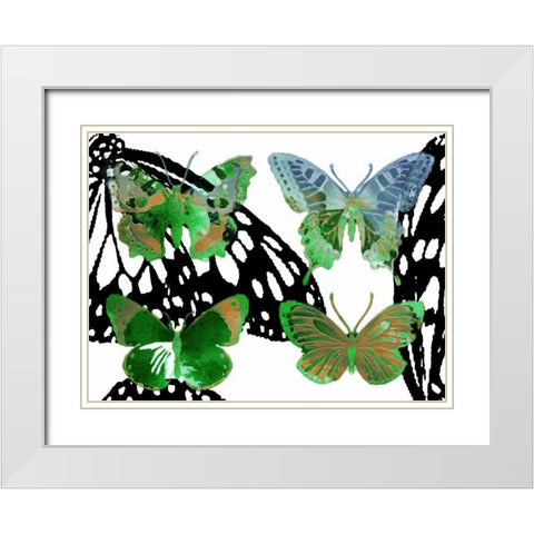 Layered Butterflies V White Modern Wood Framed Art Print with Double Matting by Jasper, Sisa