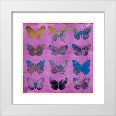 Butterflies on Magenta White Modern Wood Framed Art Print with Double Matting by Jasper, Sisa
