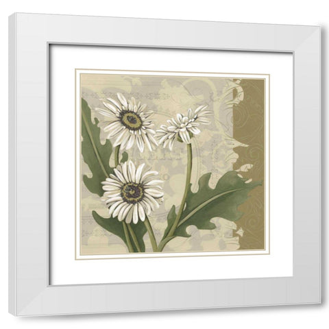 Paris Daisy II White Modern Wood Framed Art Print with Double Matting by Zarris, Chariklia