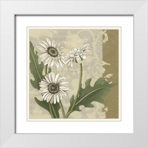 Paris Daisy II White Modern Wood Framed Art Print with Double Matting by Zarris, Chariklia