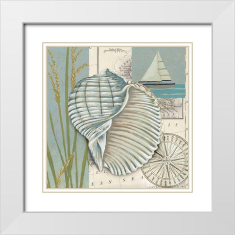 Seaside Shell I White Modern Wood Framed Art Print with Double Matting by Zarris, Chariklia
