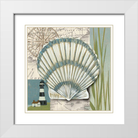 Seaside Shell II White Modern Wood Framed Art Print with Double Matting by Zarris, Chariklia