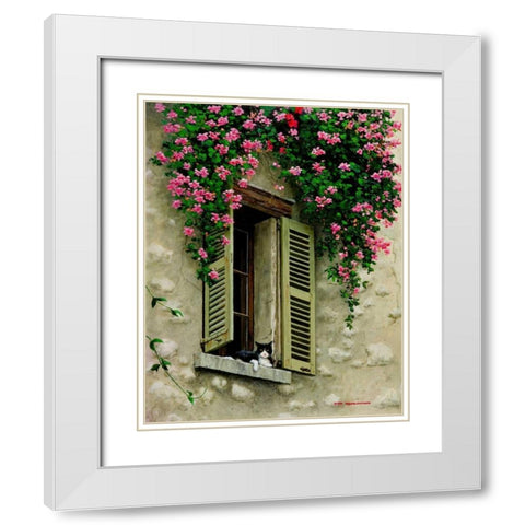 Le Chat White Modern Wood Framed Art Print with Double Matting by Swanson, Michael