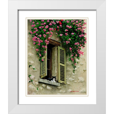 Le Chat White Modern Wood Framed Art Print with Double Matting by Swanson, Michael