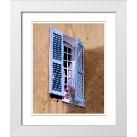 Mediterranean Sunlight White Modern Wood Framed Art Print with Double Matting by Swanson, Michael