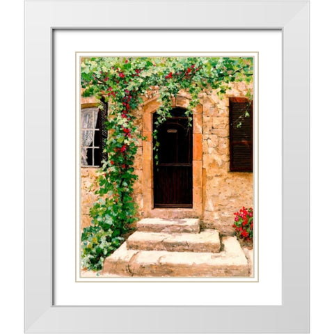 Sunlit Vines White Modern Wood Framed Art Print with Double Matting by Swanson, Michael