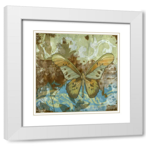 Rustic Butterfly II White Modern Wood Framed Art Print with Double Matting by Goldberger, Jennifer