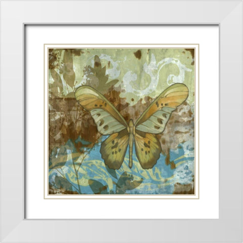 Rustic Butterfly II White Modern Wood Framed Art Print with Double Matting by Goldberger, Jennifer