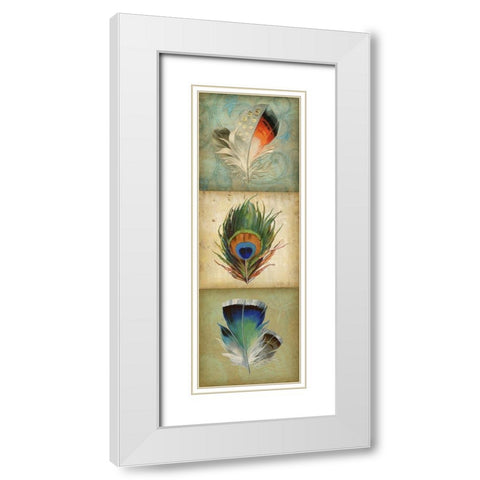 2-Up Feather Triptych I White Modern Wood Framed Art Print with Double Matting by Goldberger, Jennifer