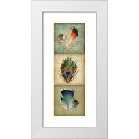 2-Up Feather Triptych I White Modern Wood Framed Art Print with Double Matting by Goldberger, Jennifer