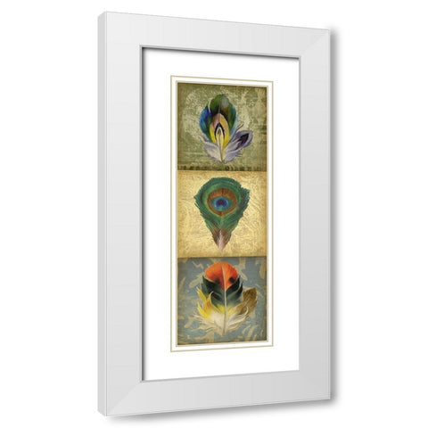 2-Up Feather Triptych II White Modern Wood Framed Art Print with Double Matting by Goldberger, Jennifer