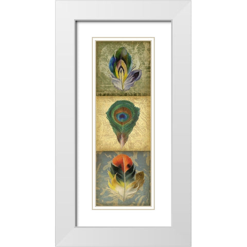 2-Up Feather Triptych II White Modern Wood Framed Art Print with Double Matting by Goldberger, Jennifer