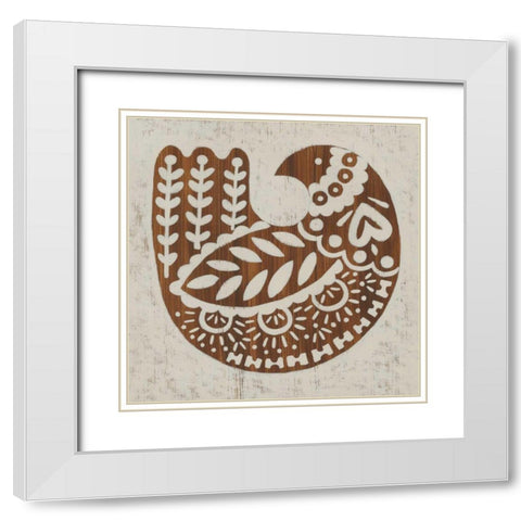 Country Woodcut II White Modern Wood Framed Art Print with Double Matting by Zarris, Chariklia