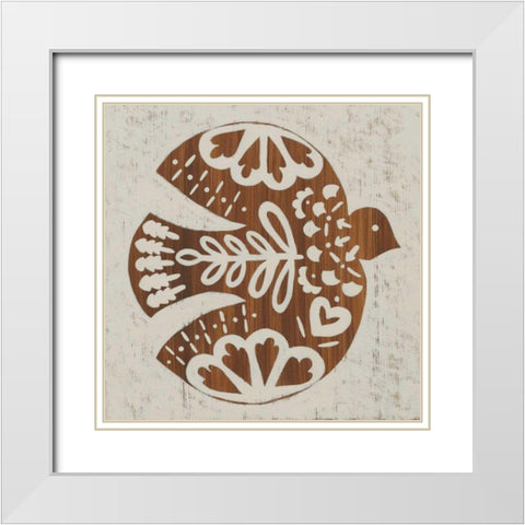 Country Woodcut III White Modern Wood Framed Art Print with Double Matting by Zarris, Chariklia