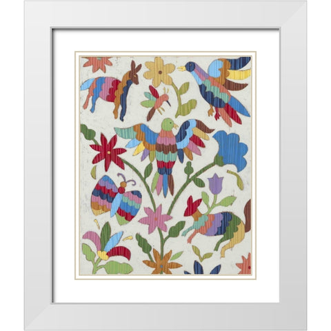 Otomi Embroidery II White Modern Wood Framed Art Print with Double Matting by Zarris, Chariklia