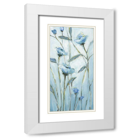 Blue Love White Modern Wood Framed Art Print with Double Matting by Long, Christina