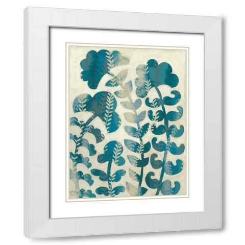 Blueberry Blossoms I White Modern Wood Framed Art Print with Double Matting by Zarris, Chariklia