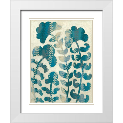 Blueberry Blossoms I White Modern Wood Framed Art Print with Double Matting by Zarris, Chariklia