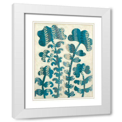 Blueberry Blossoms II White Modern Wood Framed Art Print with Double Matting by Zarris, Chariklia