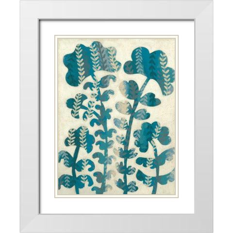 Blueberry Blossoms II White Modern Wood Framed Art Print with Double Matting by Zarris, Chariklia