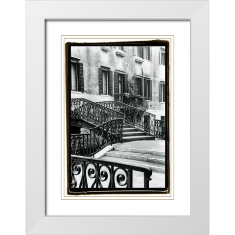 A Venetian Stroll IV White Modern Wood Framed Art Print with Double Matting by DeNardo, Laura