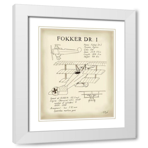 Fokker Dreidecker White Modern Wood Framed Art Print with Double Matting by Friel, Tara