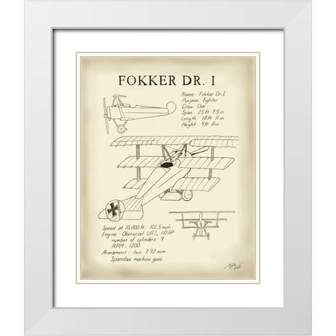 Fokker Dreidecker White Modern Wood Framed Art Print with Double Matting by Friel, Tara