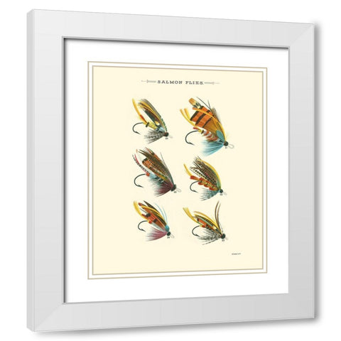Salmon Flies II White Modern Wood Framed Art Print with Double Matting by Vision Studio