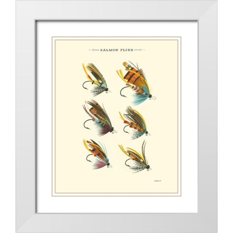 Salmon Flies II White Modern Wood Framed Art Print with Double Matting by Vision Studio
