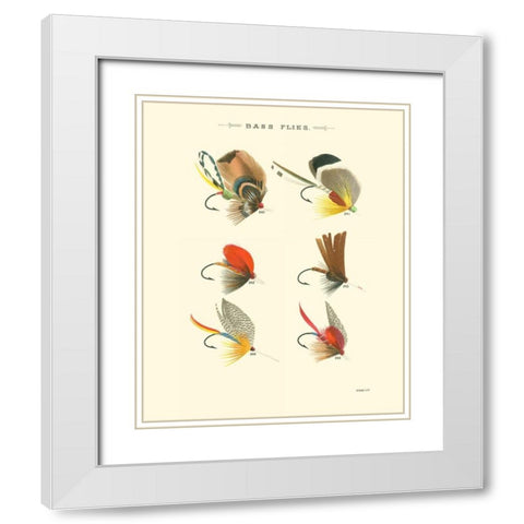 Bass Flies II White Modern Wood Framed Art Print with Double Matting by Vision Studio