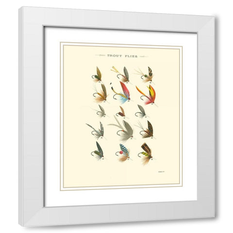 Trout Flies I White Modern Wood Framed Art Print with Double Matting by Vision Studio