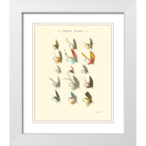 Trout Flies I White Modern Wood Framed Art Print with Double Matting by Vision Studio