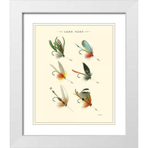 Lake Flies I White Modern Wood Framed Art Print with Double Matting by Vision Studio