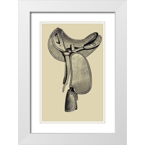 Antique Saddle I White Modern Wood Framed Art Print with Double Matting by Vision Studio