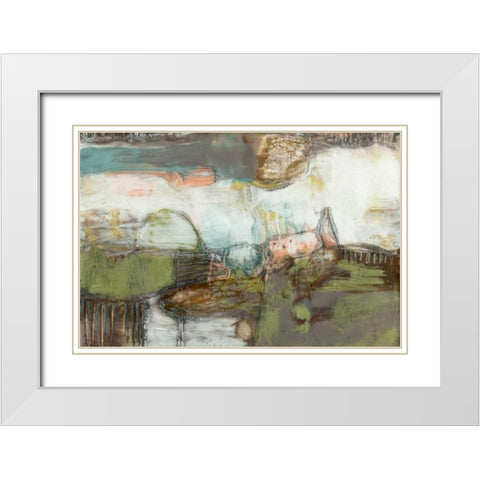 Pieced Earth II White Modern Wood Framed Art Print with Double Matting by Goldberger, Jennifer