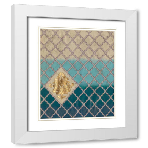 Blue Mahal I White Modern Wood Framed Art Print with Double Matting by Lam, Vanna