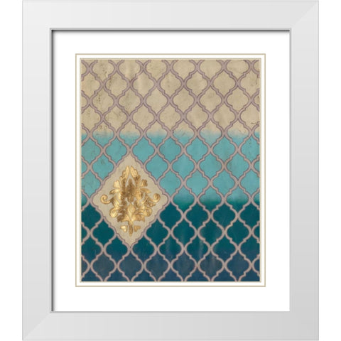 Blue Mahal I White Modern Wood Framed Art Print with Double Matting by Lam, Vanna
