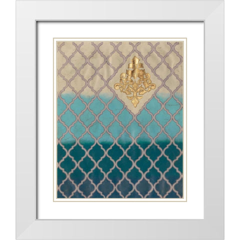 Blue Mahal II White Modern Wood Framed Art Print with Double Matting by Lam, Vanna