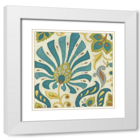 Peacock Paisley I White Modern Wood Framed Art Print with Double Matting by Unknown