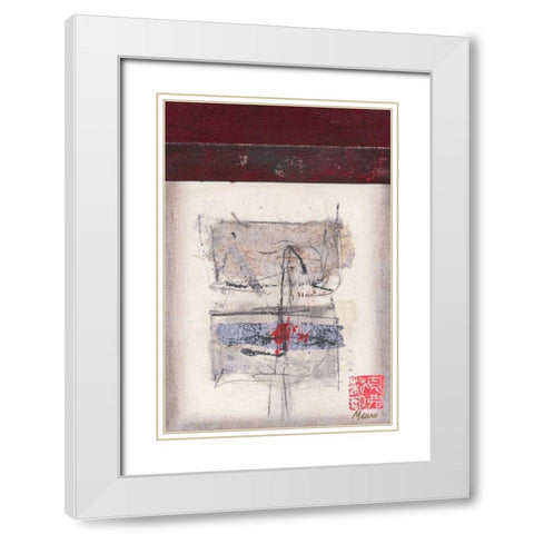 Mauros Asian Jewels I White Modern Wood Framed Art Print with Double Matting by Mauro