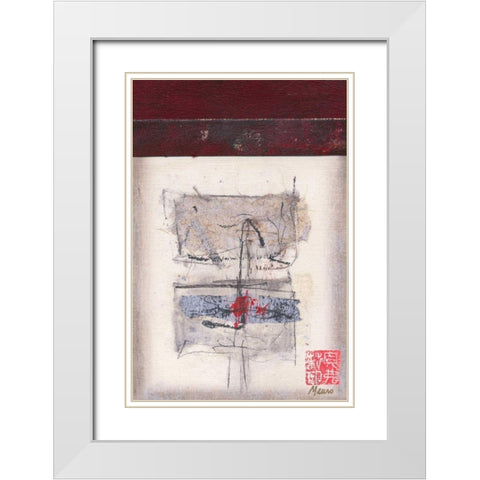 Mauros Asian Jewels I White Modern Wood Framed Art Print with Double Matting by Mauro