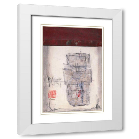 Mauros Asian Jewels V White Modern Wood Framed Art Print with Double Matting by Mauro